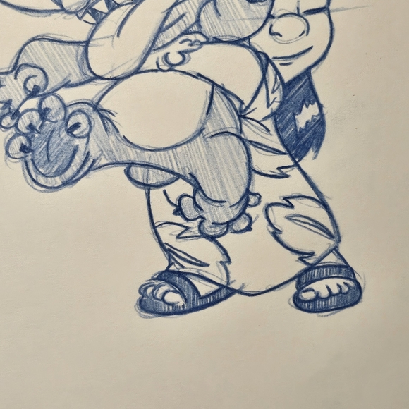 Disney Lilo and Stitch hugging drawing/sketch animation art signed Handmade - Picture 5 of 6